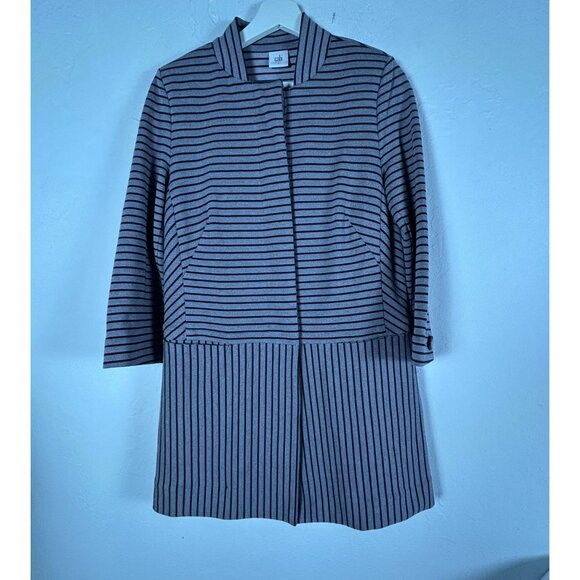 Cabi Womens Navy White Striped Button Front Long-Sleeve Jacket Small Style 5474 - Picture 1 of 11
